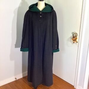 VINTAGE 80-S GOLDIX EU SIZE 44  USA XL LONG GRAY COAT HOODED CASHMERE LODEN